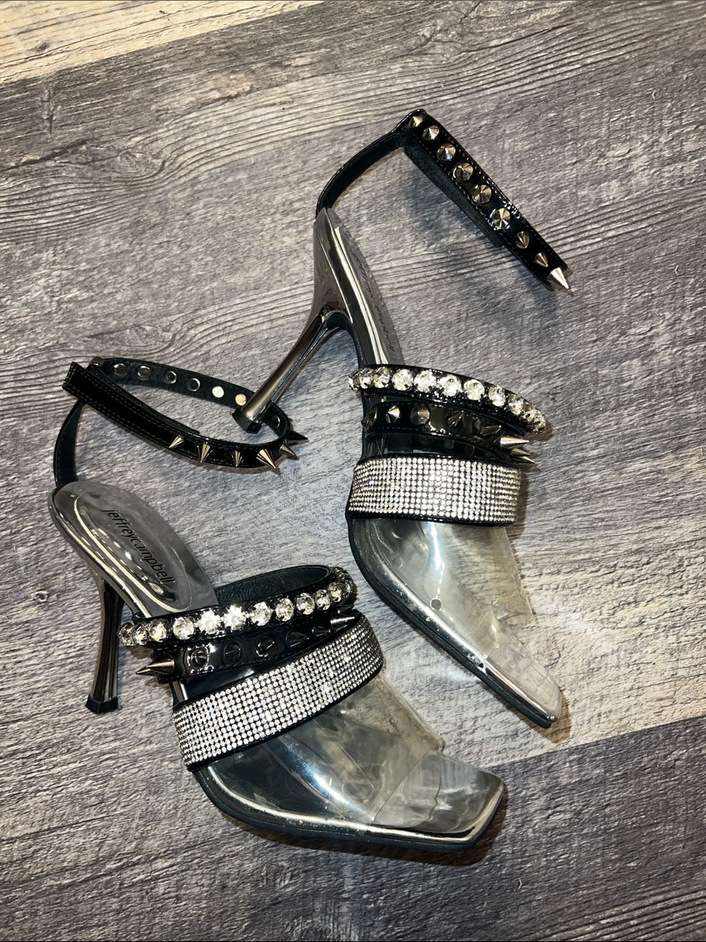 Vintage Jeffrey Campbell Y2K Rhinestone Platform Heels Est 8